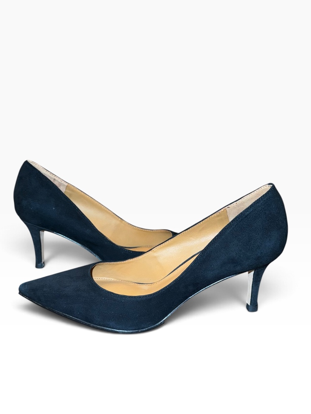 J.McLaughlin Black Suede Pointed Toe Pumps Heels Size 7.5 Leather Sole